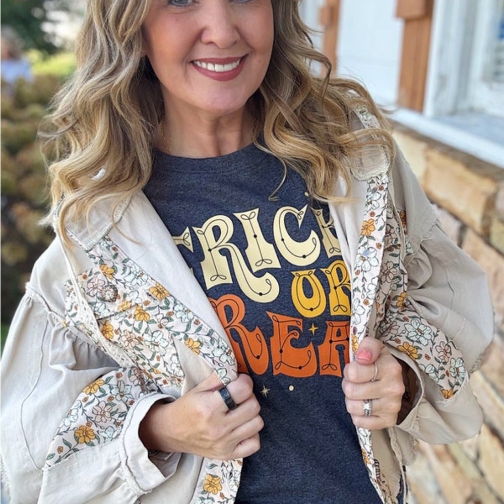 POL Floral Utility Jacket - Cream and Orange